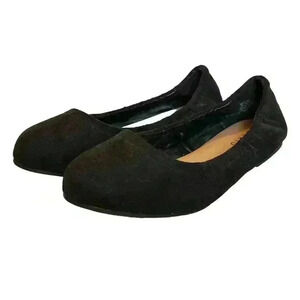 Torrid Flats Shoes Black Vegan Leather Ballet Flat Almond Toe Women's Size 7 WW
